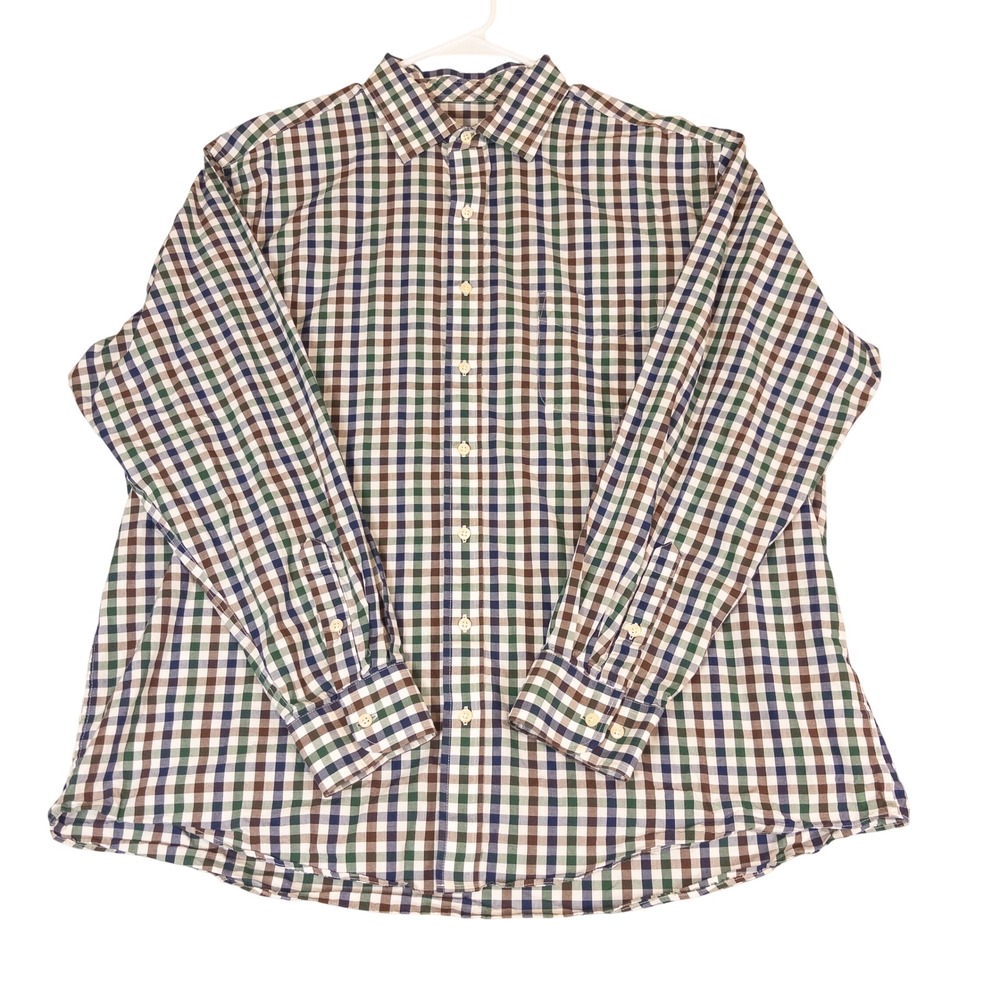 Club Room Performance Mens 18 36-37 Regular Fit Gingham Check Shirt Multi-Color